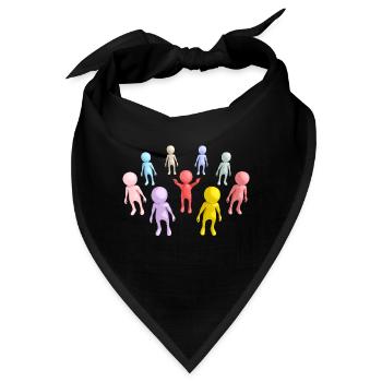 Gruppe mit 3D Figuren - Bandana - Schwarz - Vorne