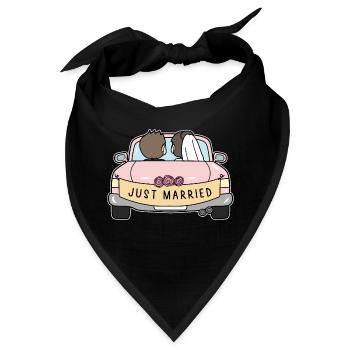 Just Married Flitterwochen - Bandana - Schwarz - Vorne