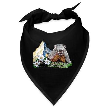 Scherenschnitt Alpen Matterhorn Murmeltier - Bandana - Schwarz - Vorne