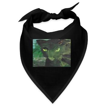 schwarze Katze - Bandana - Schwarz - Vorne
