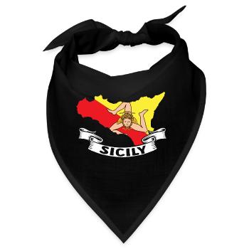 Sizilien Flagge Italien Sizilien - Bandana - Schwarz - Vorne