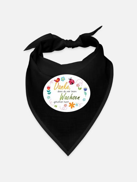 Spruch Kita-Abschied - Danke - bunte Blumen - Bandana - Schwarz