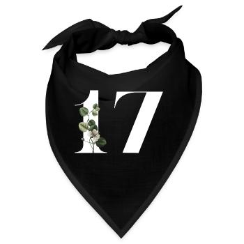 Nummer 17 Blumengrün -17. Blumengeburtstag - Bandana - Schwarz - Vorne