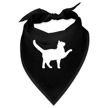 Katze Silhouette Begrüßen Pfote Strecken Betteln - Bandana - Schwarz - Vorne