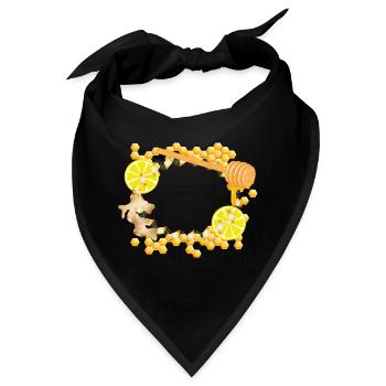Ingwer-Zitrone-Honig-Rahmen – Wohlfühlmotiv - Bandana - Schwarz - Vorne