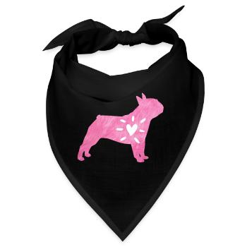 Mops Herz Liebe Fell Hund Wauwau rosa Tierliebe - Bandana - Schwarz - Vorne