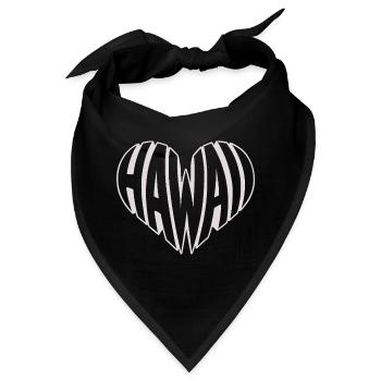 Hawaii, Hawai kantiges Herz Typo - Bandana - Schwarz - Vorne