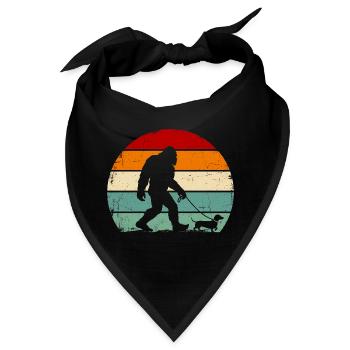Bigfoot Walking a Dog Funny Dachshund - Bandana - Schwarz - Vorne