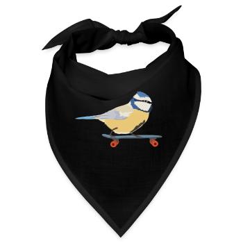 Blaumeise auf Skateboard - Bandana - Schwarz - Vorne
