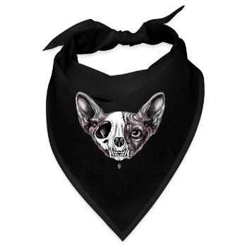 Shynx Katze Halbschädel - Bandana - Schwarz - Vorne