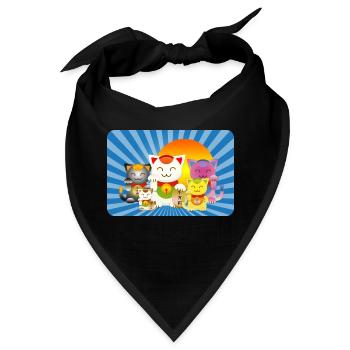 Maneki Neko bunt - Bandana - Schwarz - Vorne