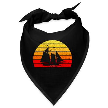 Segelboot Segeln - Sonne Sonnenaufgang Retro - Bandana - Schwarz - Vorne