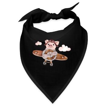 Schweinchen am Fliegen - Bandana - Schwarz - Vorne