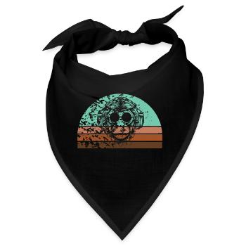 Retro Affe Schimpanse Kopfhörern im Grunge Look - Bandana - Schwarz - Vorne