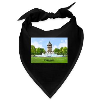 Wasserturm Mannheim Aquarell - Bandana - Schwarz - Vorne