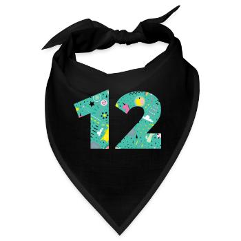 Personalisierte 12-Geburtstagsnummer - Bandana - Schwarz - Vorne