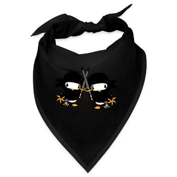 2 Vögel Ninja Kämpfer Assassin Schwert Ninjastern - Bandana - Schwarz - Vorne