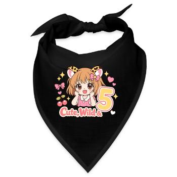 Cute Wild Mädchen Leopardenlook Mit Kirschen - Bandana - Schwarz - Vorne