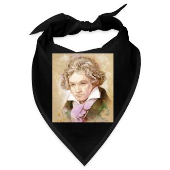 Ludwig van Beethoven im Aquarell Stil - Bandana - Schwarz - Vorne
