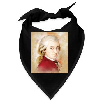 Wolfgang Amadeus Mozart im Aquarell Stil - Bandana - Schwarz - Vorne