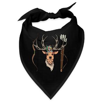 Hirsch Elch Geweih Hirschkopf Wild Jagt - Bandana - Schwarz - Vorne