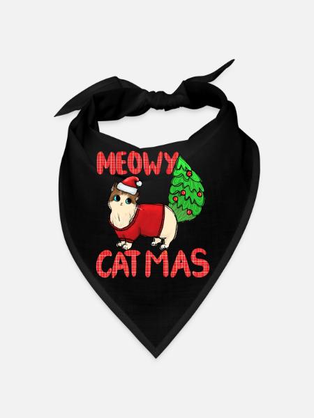 Meowy Catmas Katze Weihnachtssweater - Bandana - Schwarz - Vorne