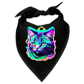 bunte Katze - Bandana - Schwarz - Vorne