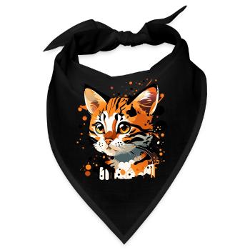getigertes Kätzchen - Bandana - Schwarz - Vorne