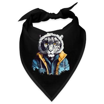 Streetstyle Schneeleopard | Leoparden-Liebhaber - Bandana - Schwarz - Vorne