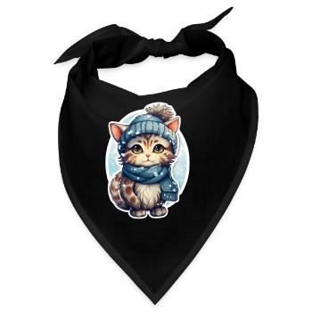 Katze im Winter - Bandana - Schwarz - Vorne