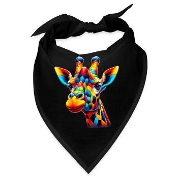Giraffe farbig und bemalt wie Harlekin - Bandana - Schwarz - Vorne