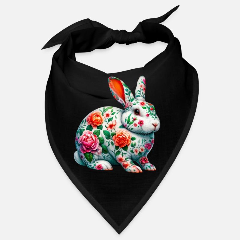 Lapin décoré de fleurs Bandana