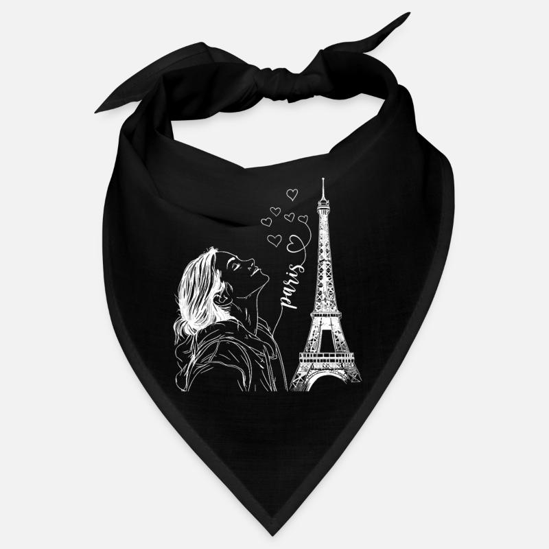 Paris Eiffelturm Frankreich Frau Herzen Line Art Bandana
