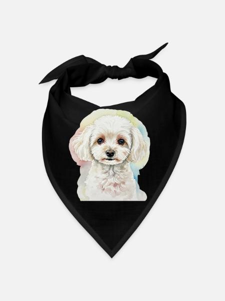 Aquarellstil Hundeporträt - Bandana - Schwarz