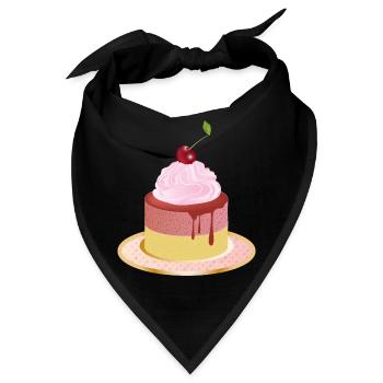 Kleines Kirsch-Törtchen Motiv mit rosa Creme - Bandana - Schwarz - Vorne
