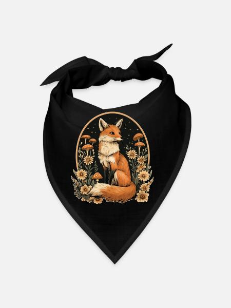 Fuchs Wald Pilze - Bandana - Schwarz - Vorne