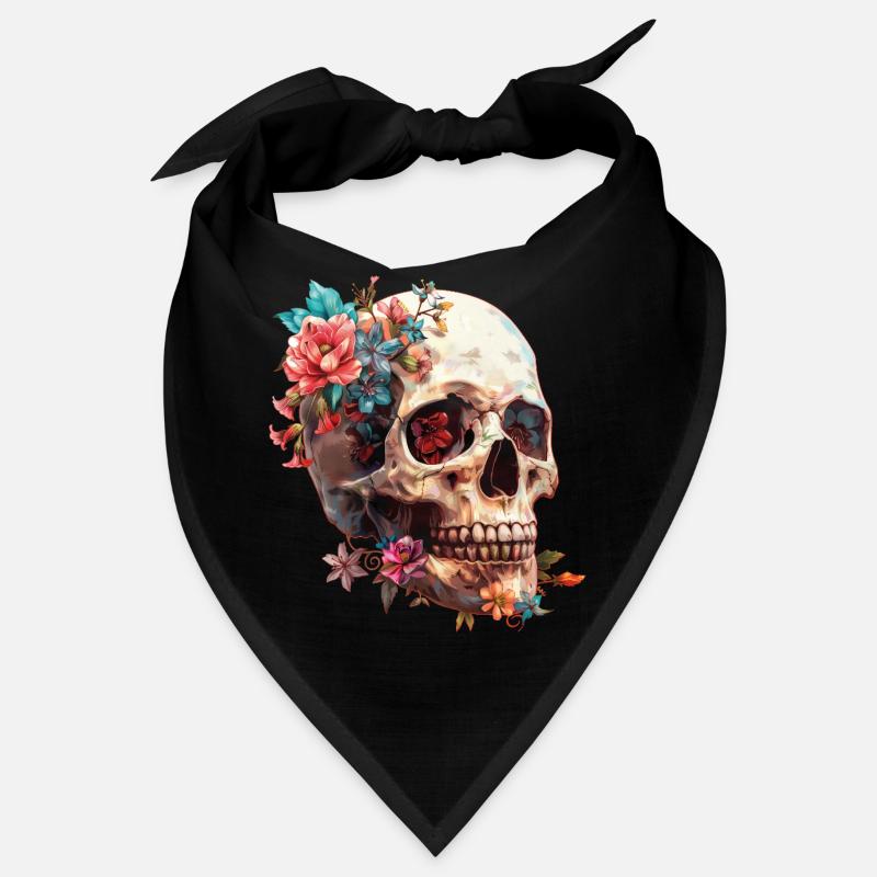 Crâne, crâne avec des fleurs Bandana