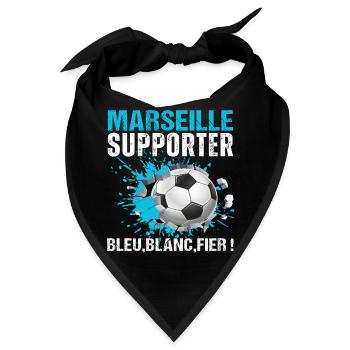 Marseille-Anhänger Marseille Fußballgeschenk - Bandana - Schwarz - Vorne