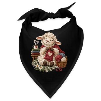 Schaf beim Stricken  - Bandana - Schwarz - Vorne