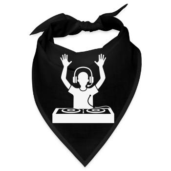 DJ Silhouette mit Kopfhörern - Bandana - Schwarz - Vorne