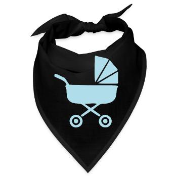 Blauer Kinderwagen Baby Geburt Geschenk  - Bandana - Schwarz - Vorne
