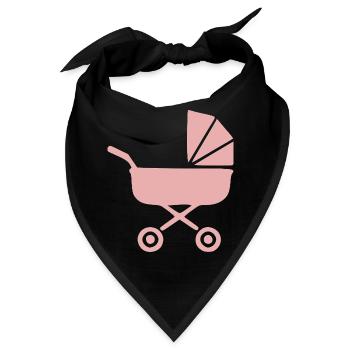Rosa Kinderwagen Baby Geburt Mädchen Geschenk  - Bandana - Schwarz - Vorne