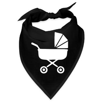 Weißer Kinderwagen Baby Geburt Junge Mädchen  - Bandana - Schwarz - Vorne