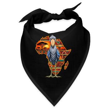 Schuhschnabel gegen einen farbenfrohen afrikanischen Kontinent - Bandana - Schwarz - Vorne
