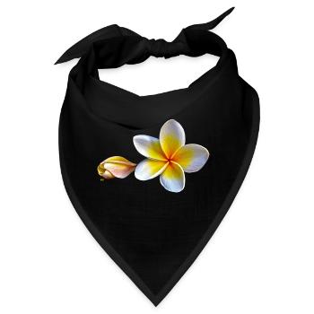 Weisse plumeria oder Frangipani Blume - Bandana - Schwarz - Vorne