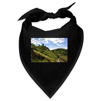 Mosel, Burg, Weinberg, Panorama - Bandana - Schwarz - Vorne