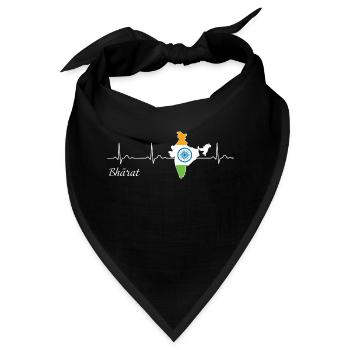 Bharat Herzschlag Ich liebe Indien Flagge - Bandana - Schwarz - Vorne