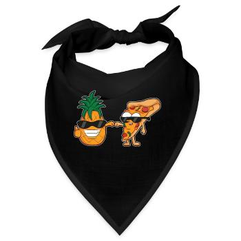 pizza and pineapple cartoon Design - Bandana - Schwarz - Vorne