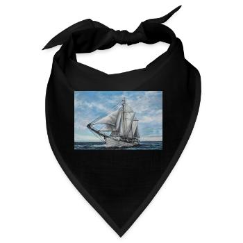 Meerblick: Die Schönheit des Meeres und der Boote - Bandana - Schwarz - Vorne