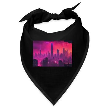 New York Skyline im CyberPunk Blade Runner Style - Bandana - Schwarz - Vorne